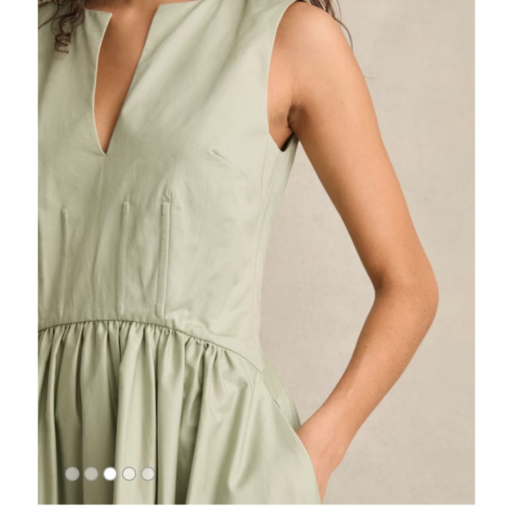 Reiss Liza 100% Cotton Corset Midi Dress in Sage Size 2 - Picture 2 of 15